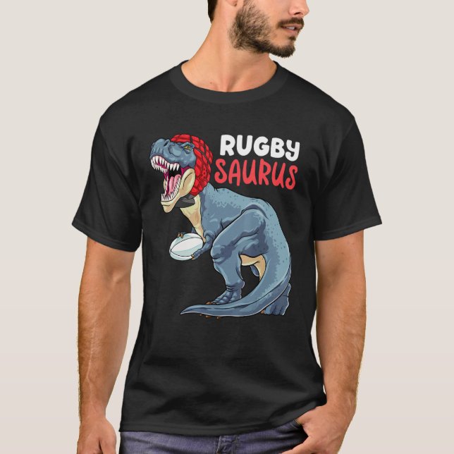 T-shirt Rugby Dinosaur Rex Rugby Saurus Sports Rugby Jouer (Devant)