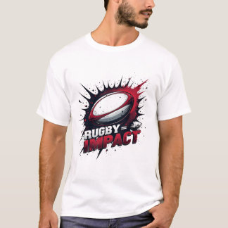 T-shirt Rugby = Impact – Graphisme de ballon de rugby expl