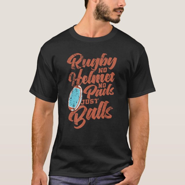 T-shirt Rugby no Helmet no Protectors only Balls Football (Devant)
