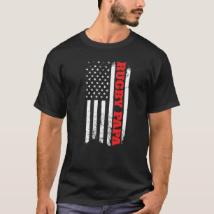 T-shirt Rugby Papa Drapeau Américain Fête des Pères Hommes