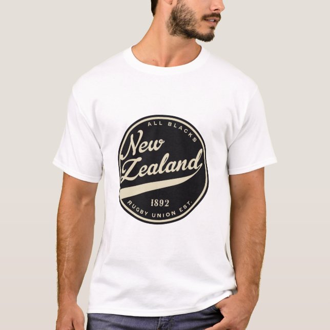 T-shirt Ruggershirts Retro Nouvelle-Zélande Rugby (Devant)