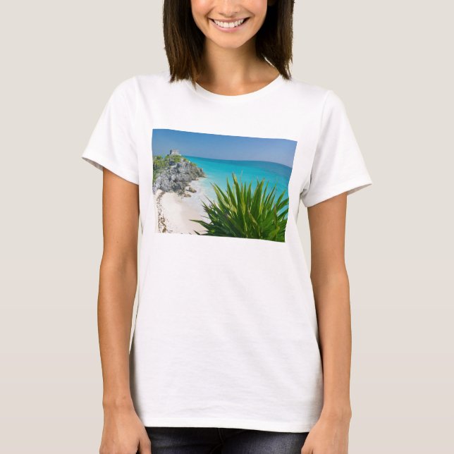 T-shirt Ruines maya à la plage dans Tulum (Devant)
