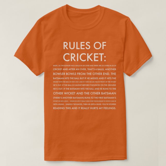 T-shirt Rules of Cricket Funny (Design devant)