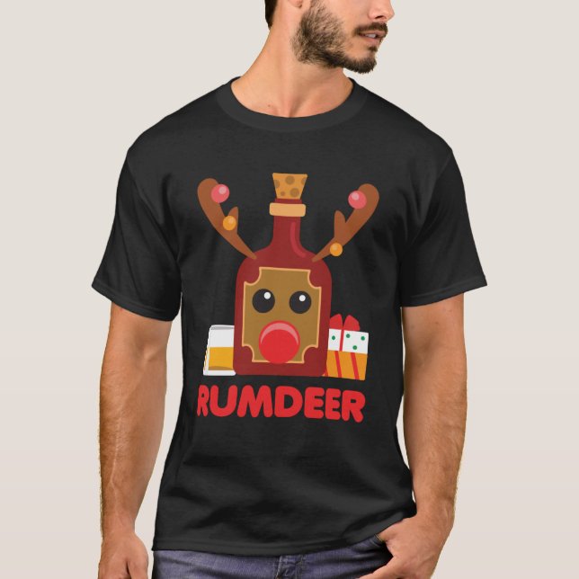 T-shirt Rum Deer Reindeer Boire Papa oncle Noël (Devant)