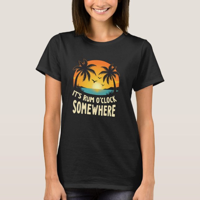 T-shirt Rum Joyeux C'est l'heure du rhum quelque part (Devant)