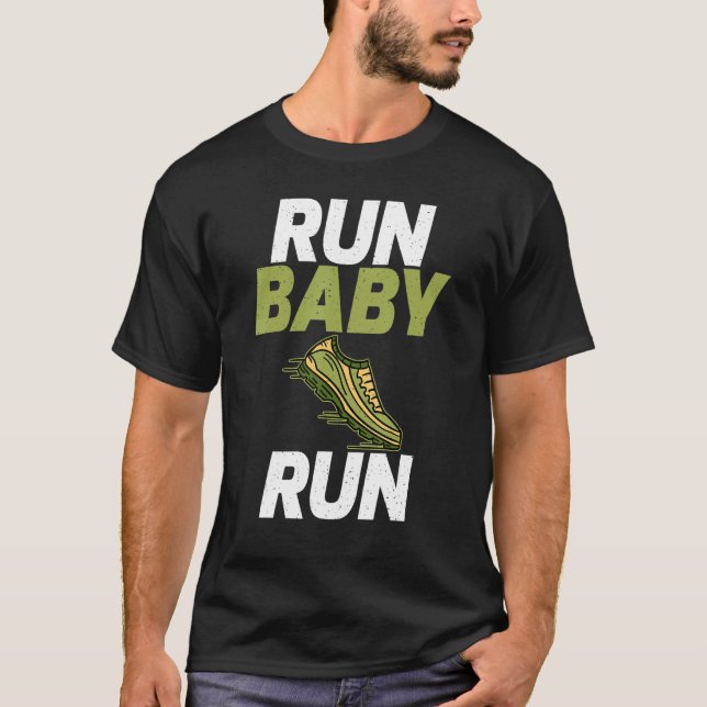 T-shirt Run Baby Run Marathon Runner (Devant)