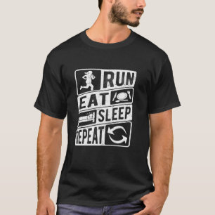 T-shirt Run Eat Sleep Répéter, Cool en état de détresse Wo