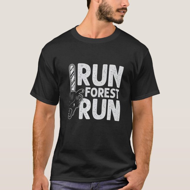 T-shirt Run Forest Run Lumberjack Chainsaw Arborist Login (Devant)