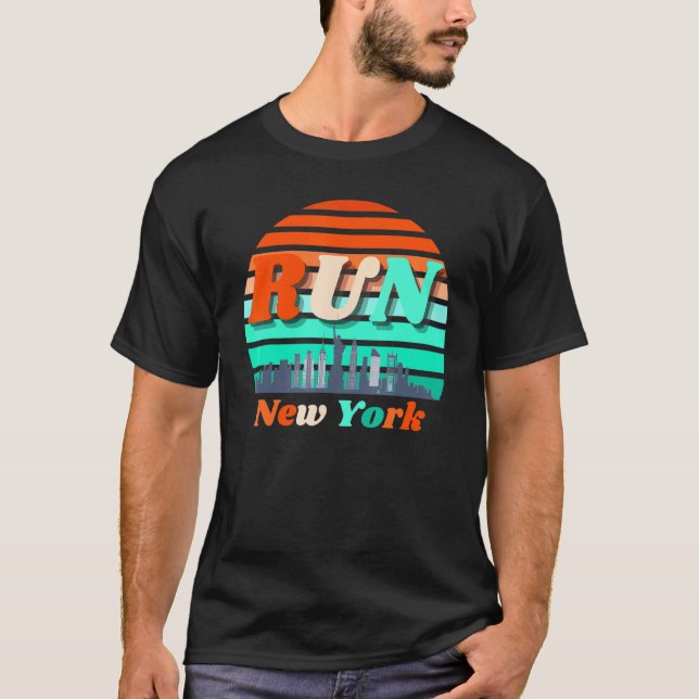 T-shirt Run New York Sunrise City Silhouette Celebrate Run (Devant)