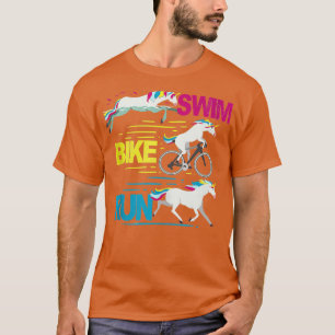 T-shirt Run Swim Bike Unicorn Funny Triathlète Triathlète