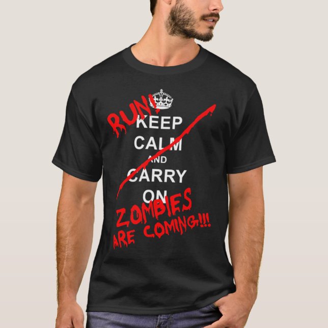 T-shirt RUN ZOMBIES ARE COMING retro funny (Devant)