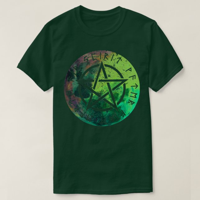 T-shirt Runes nordiques Pentacle Elements Earth Fire Water (Design devant)