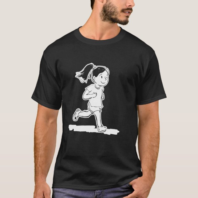 T-shirt Runner Girl Cartoon Style Jogger Racewalking (Devant)