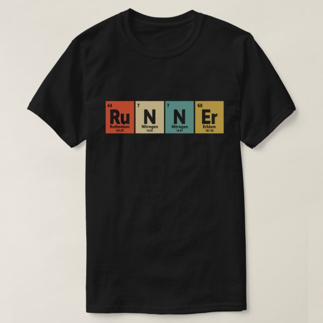 T-shirt Runner Table Périodique Marathon Runners Science (Design devant)