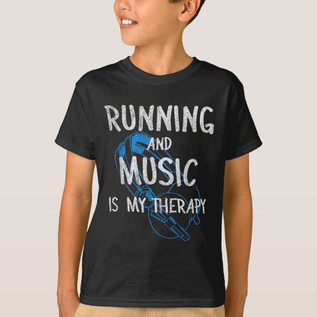 T-shirt Running And Music Is My Therapy Headphones Design  (Devant)
