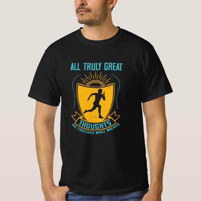 T-shirt Running - De grandes pensées sont conçues (Devant)
