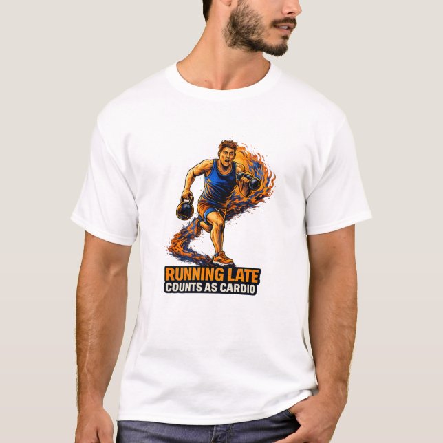 T-shirt Running en retard compte comme du cardio – (Devant)
