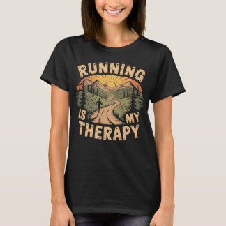 T-shirt Running Is My Therapy – Motivation pour les coureu
