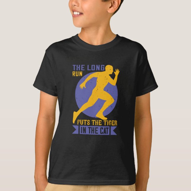 T-shirt Running - Long run met le tigre dans le chat (Devant)