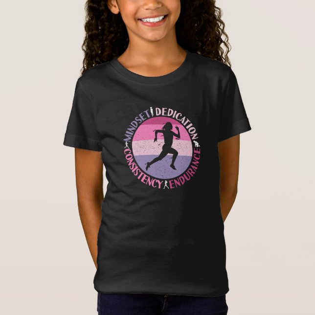 T-Shirt Running Mindset - Citation d'endurance de la fille (Devant)