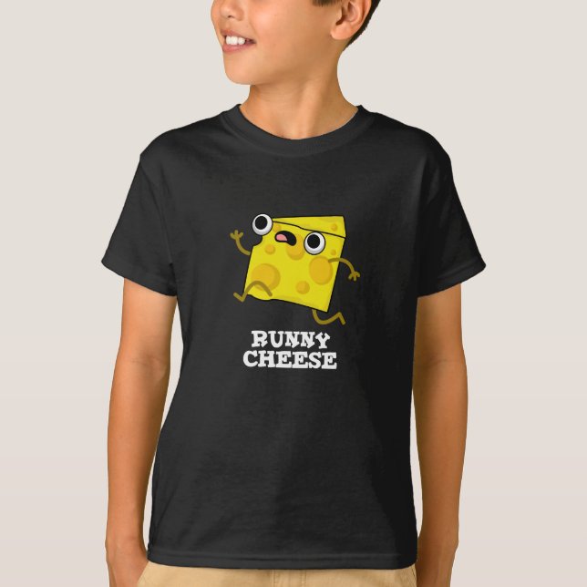 T-shirt Runny Cheese Funny Food Pun Dark BG (Devant)