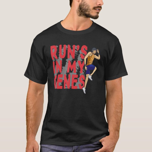 T-shirt Runu2019s Dans Mon Marathon De Gènes Et En Course (Devant)