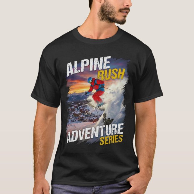 T-shirt Rush Alpin – Aventure de Ski Extrême Montagne  (Devant)