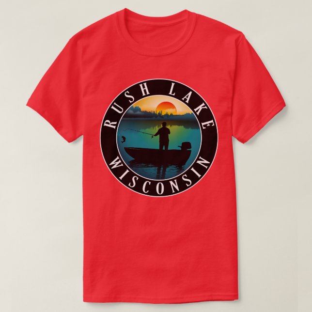 T-shirt Rush Lake Wisconsin Pêche (Design devant)