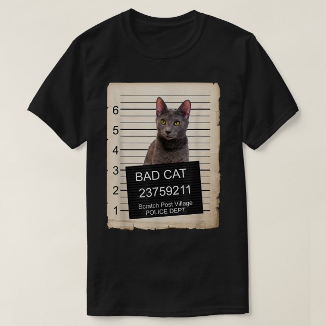 T-shirt Russe Blue Kitten mug tiré mauvais chat (Design devant)