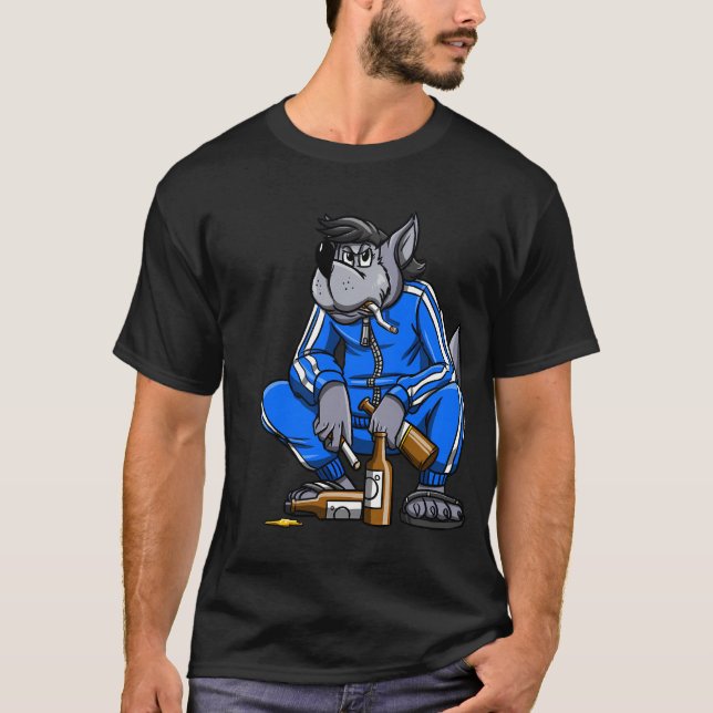 T-shirt Russe Gopnik Russe Squat Nu Pogodi Wolf Russie (Devant)