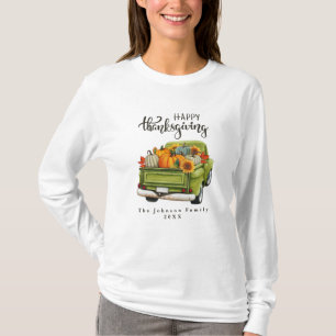 T-shirt Russe Green Farm Truck Thanksgiving Famille