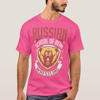 T-shirt Russe Lutte Ours Lutte Rétro Lutteur Martia Mixte