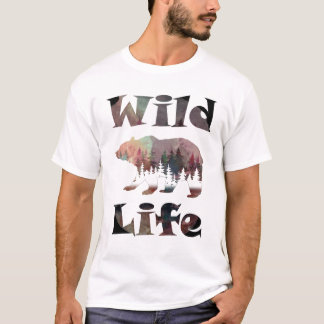T-shirt Russe Ours Roaming Aquarelle Faune