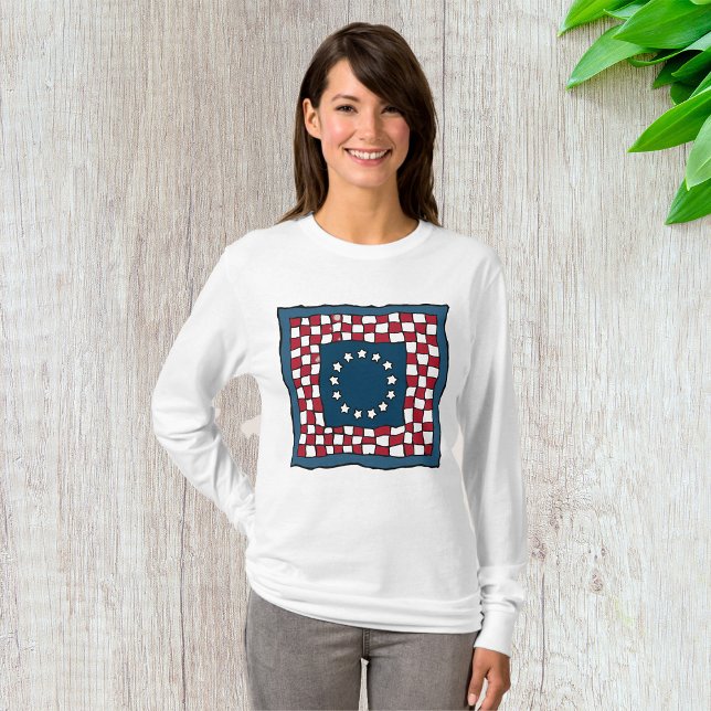 T-shirt Russe Patriotic Americana Quilt Motif USA Art (Créateur téléchargé)