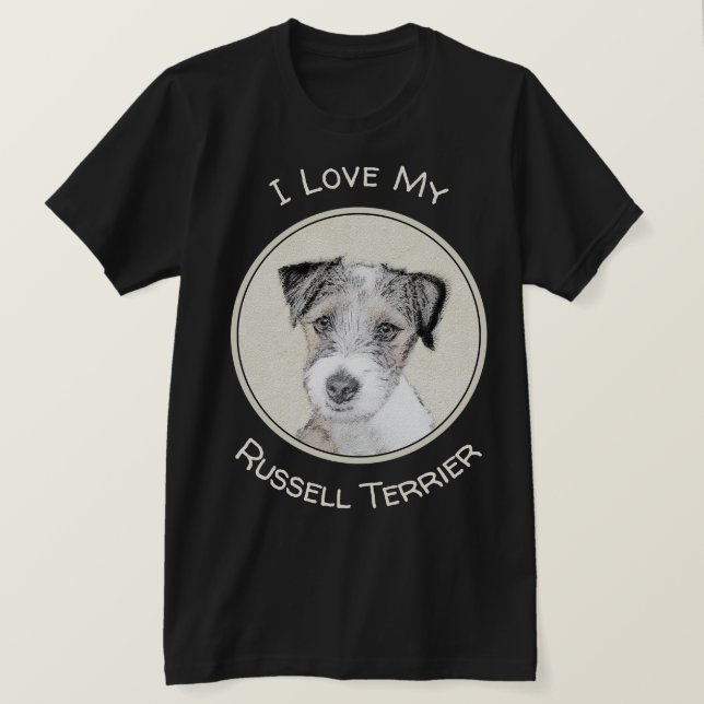 T-shirt Russell Terrier Peinture rugueuse - Art Chien orig (Design devant)