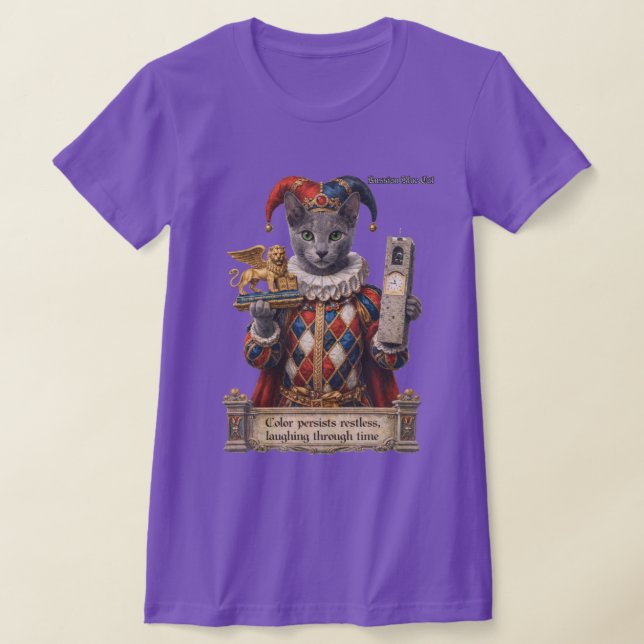 T-shirt Russian Blue Arlequin Cat (Poser)