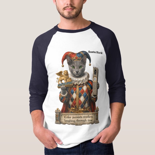 T-shirt Russian Blue Arlequin Cat (Devant)