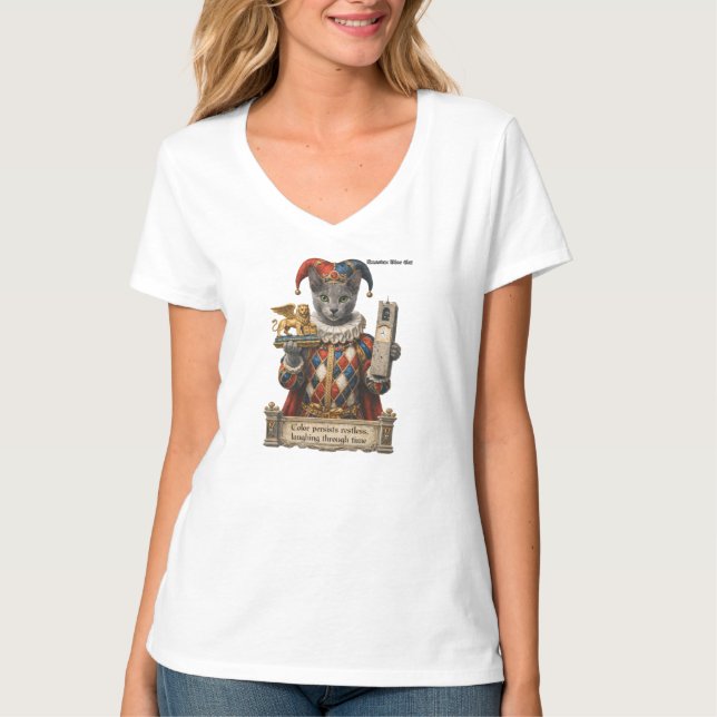 T-shirt Russian Blue Arlequin Cat (Devant)