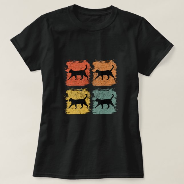 T-shirt Russian Blue Cat Pet Retro Pop Art Gift (Design devant)