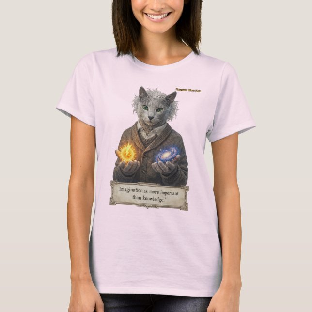 T-shirt Russian Blue Einstein Cat - Imagination (Devant)