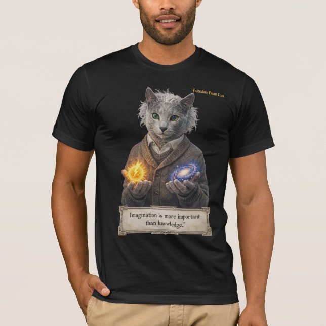 T-shirt Russian Blue Einstein Cat - Imagination (Devant)