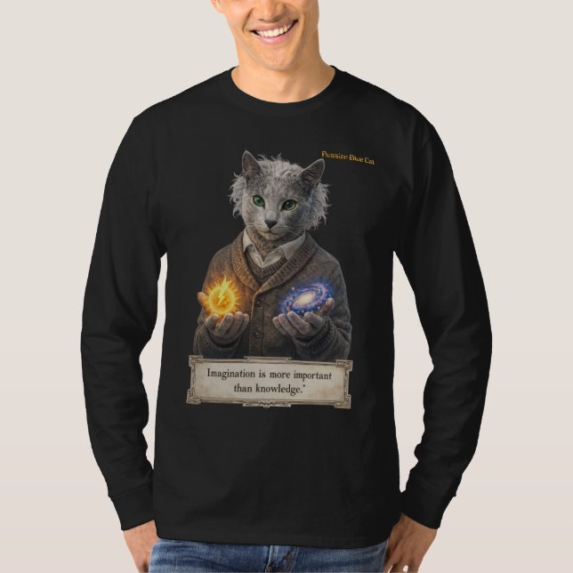 T-shirt Russian Blue Einstein Cat - Imagination (Devant)