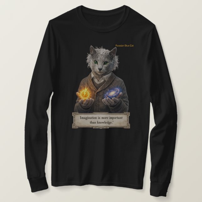 T-shirt Russian Blue Einstein Cat - Imagination (Design devant)
