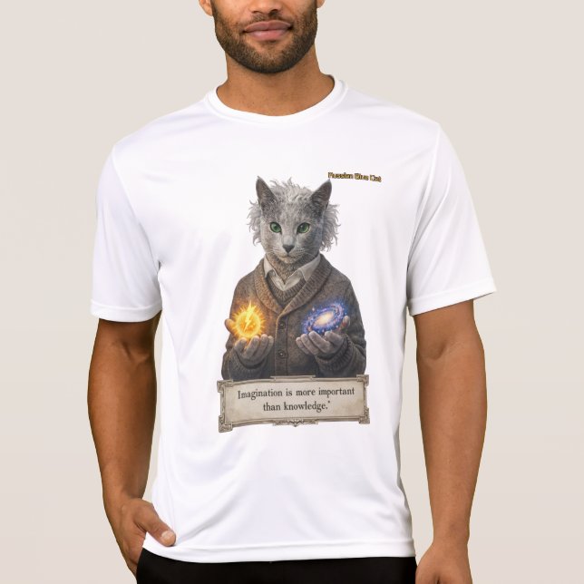 T-shirt Russian Blue Einstein Cat - Imagination (Devant)