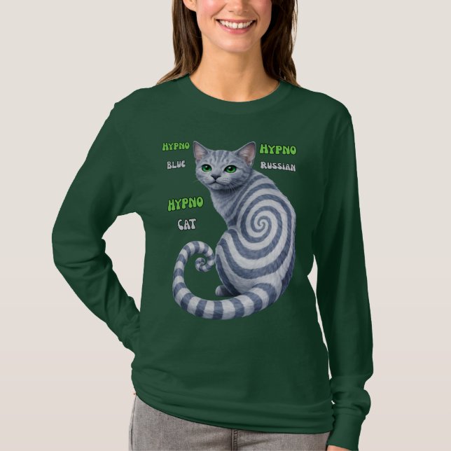 T-shirt Russian Blue Hypno Cat (Devant)