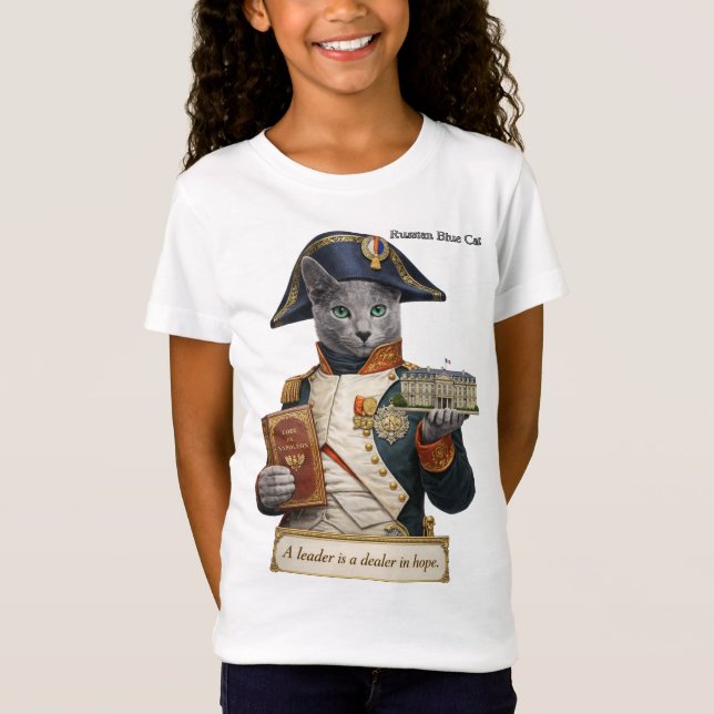 T-Shirt Russian Blue Napoleon Bonaparte Cat (Devant)