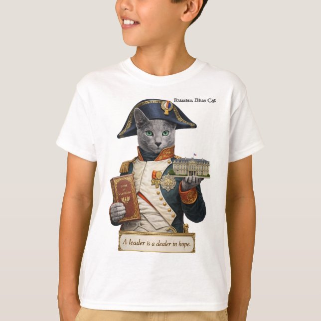 T-shirt Russian Blue Napoleon Bonaparte Cat (Devant)