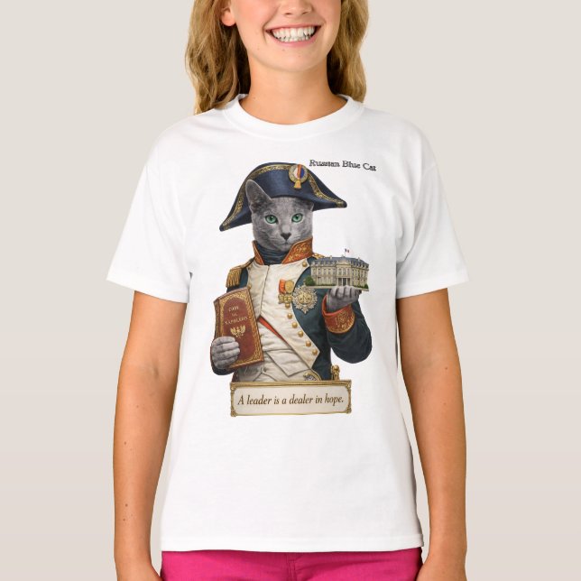 T-shirt Russian Blue Napoleon Bonaparte Cat (Devant)