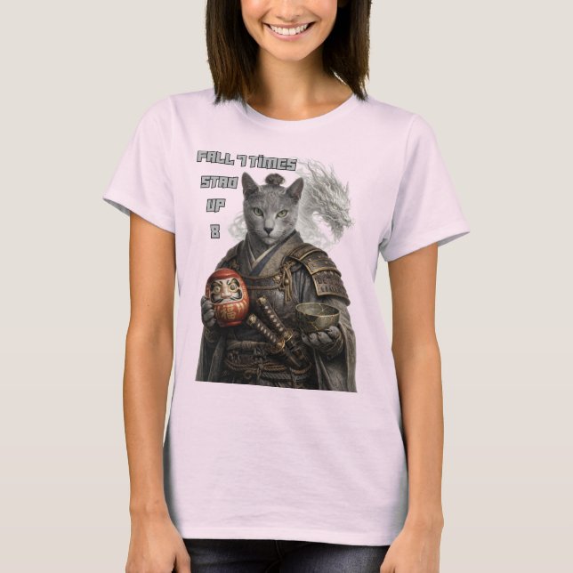 T-shirt Russian Blue Samurai Cat (Devant)