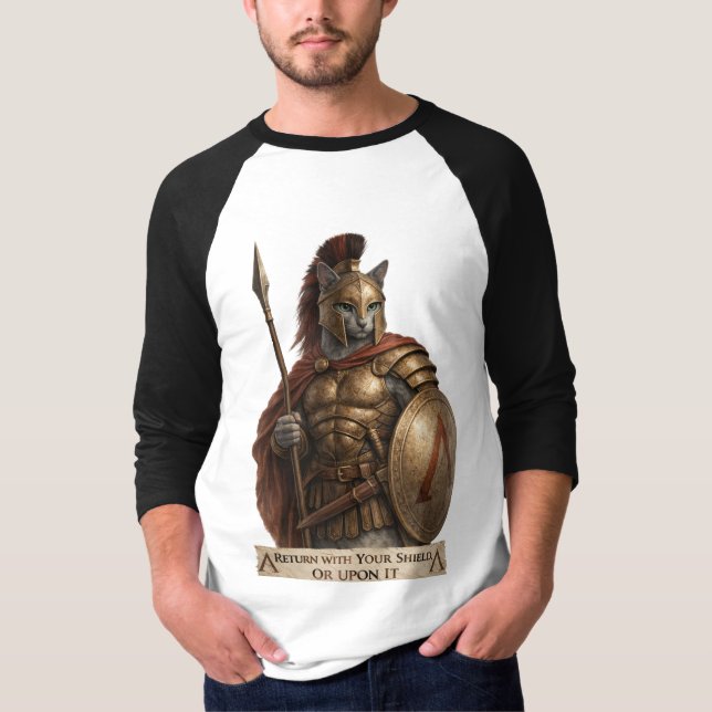 T-shirt Russian Blue Spartan Cat (Devant)